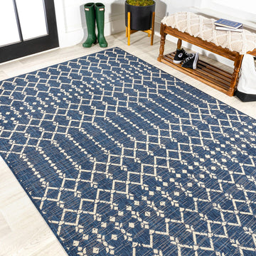 Ourika Moroccan Geometric Textured Weave Indoor/outdoor Rug